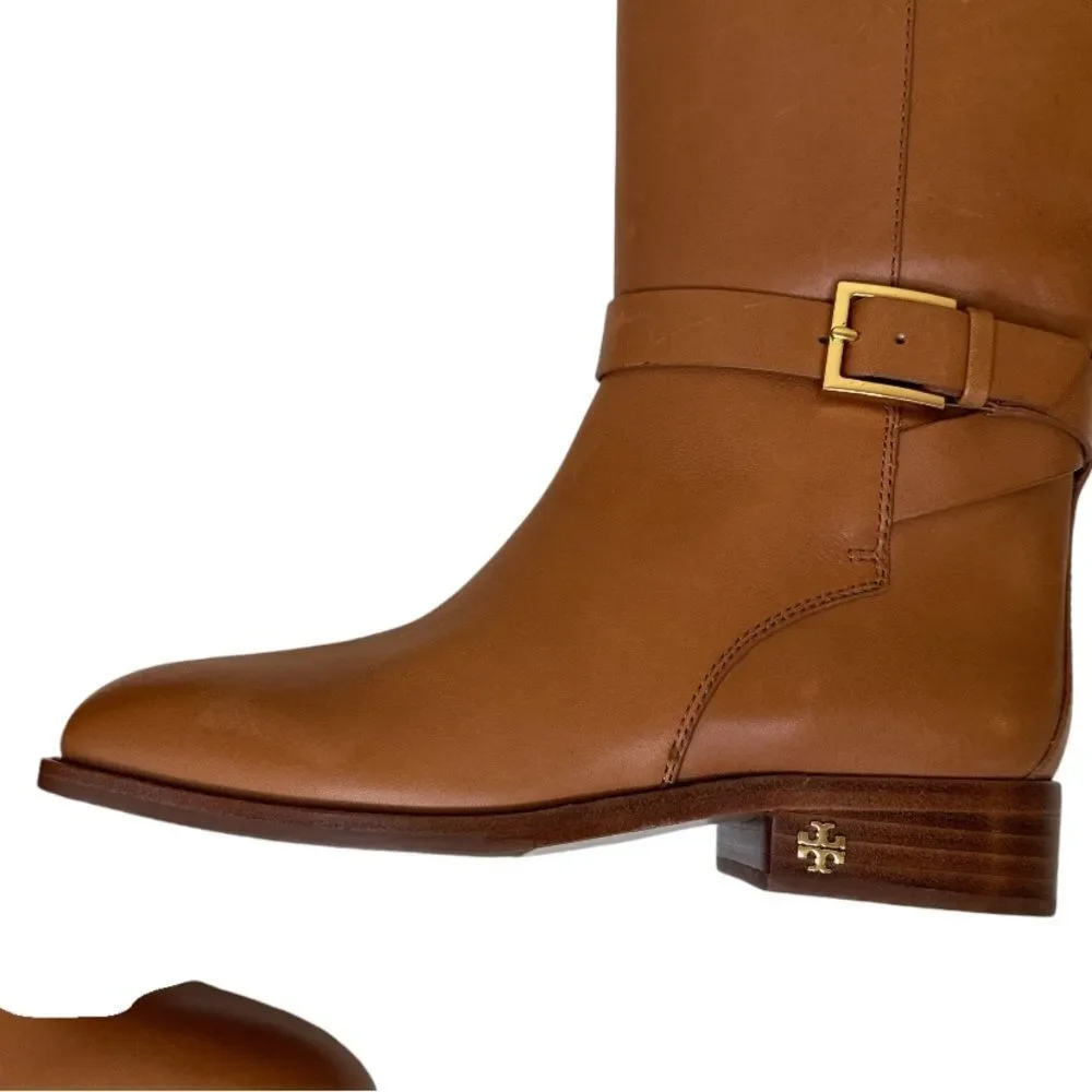 TORY BURCH Brooke Riding Boot Tan Calf Leather NEW - Picture 8 of 13